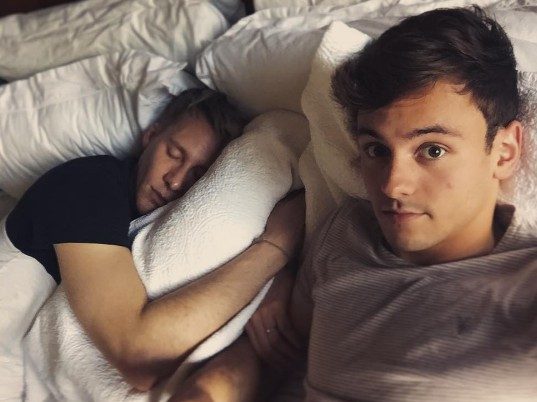 Tom Daley and Dustin Lance Black in bed together | The Gay UK